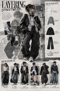 phối đồ streetwear nhiều lớp cho nữ